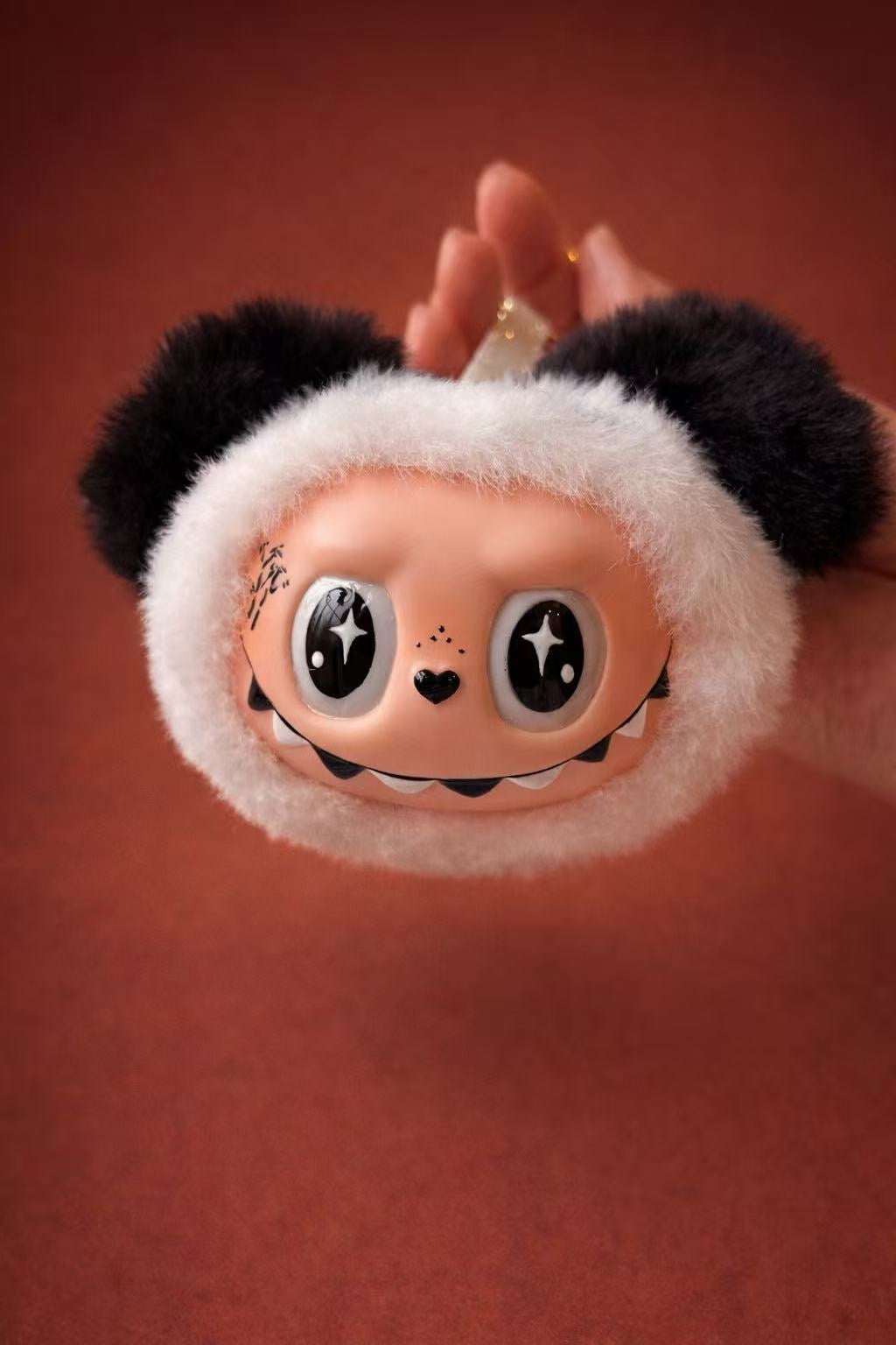 Plush Handmade Monster Plush Head Keychain Bag Charm, Cute Furry Face Charm